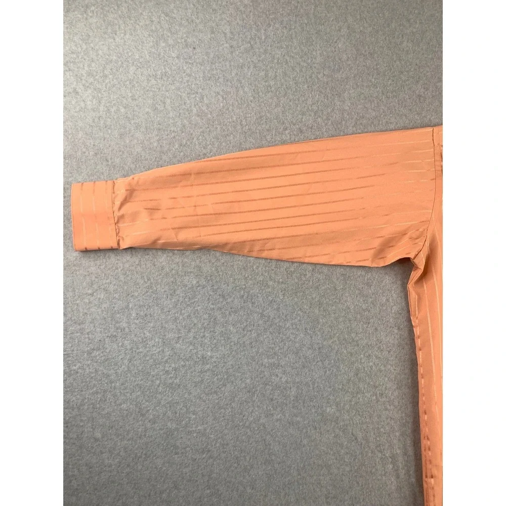 Stacy Adams‎ Dress Shirt Mens L 16-16.5 Peach Orange Striped Long Sleeve Pocket